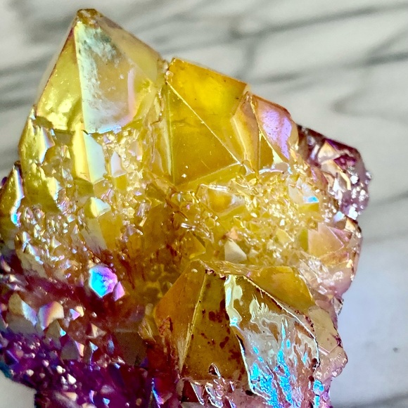 Yellow/Purple Aura Quartz Crystal - Picture 5 of 9